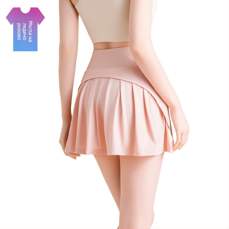 Longhui Clothing Йога лятна пола с плисирана кройка, А-образна линия, висока талия, кюлоти от нейлон ледена коприна, пролет 2025