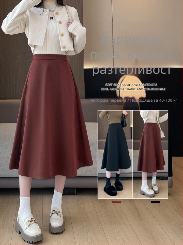 Полиестерна пола с A-образна линия, midi дължина, плисирана в стил чадър, едноцветна, с триизмерна украса и фиксация на цвета със смола