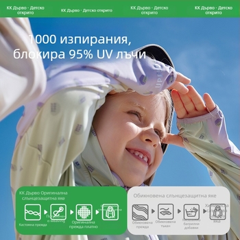 Kocotree детско яке с UV защита, качулка, дишаща и бързосъхнеща полиамидна материя, пролет 2024