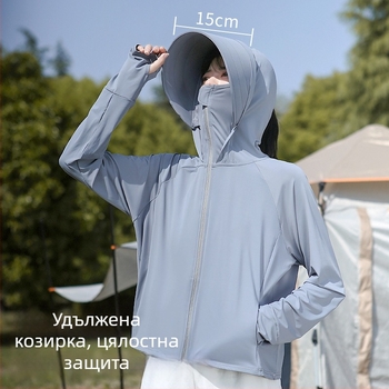 Женско яке за UV защита за колоездене — дишащ полиестер 81-95%, против насекоми, лято 2025, минималистичен и елегантен стил