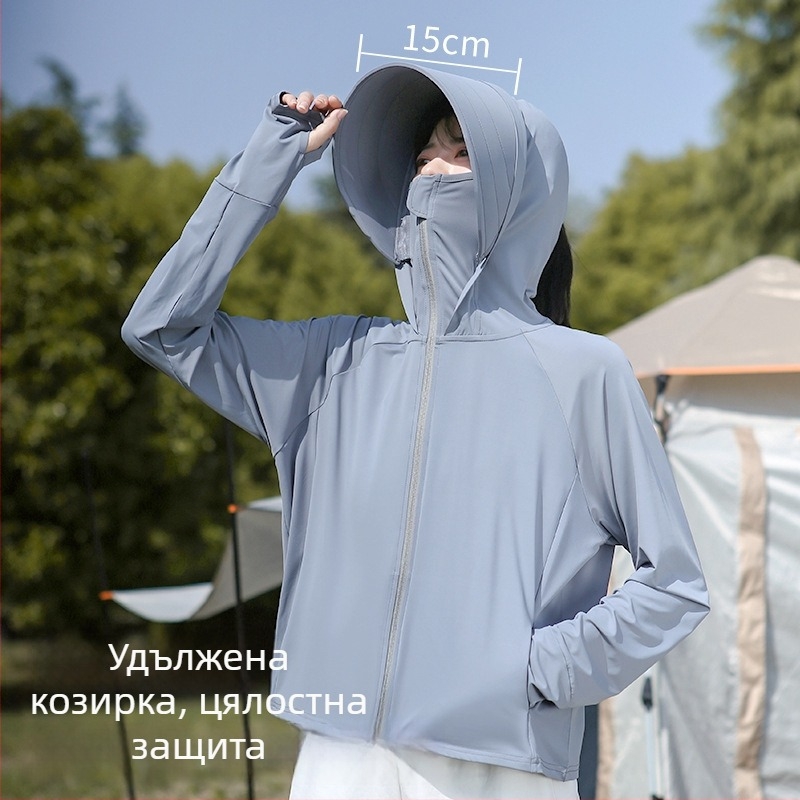 Женско яке за UV защита за колоездене — дишащ полиестер 81-95%, против насекоми, лято 2025, минималистичен и елегантен стил