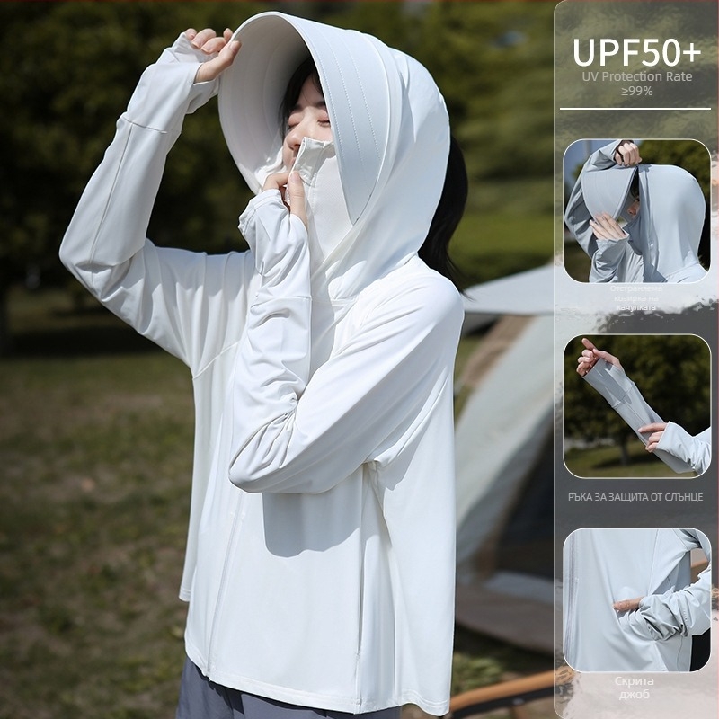 Женско яке за UV защита за колоездене — дишащ полиестер 81-95%, против насекоми, лято 2025, минималистичен и елегантен стил