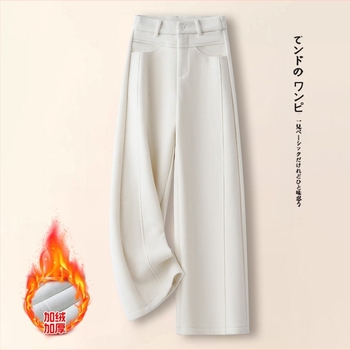 Женски широки панталони с висока талия, полиестер-вълнена смес (50-70% полиестер), микроеластичност, без гладене, зима 2025