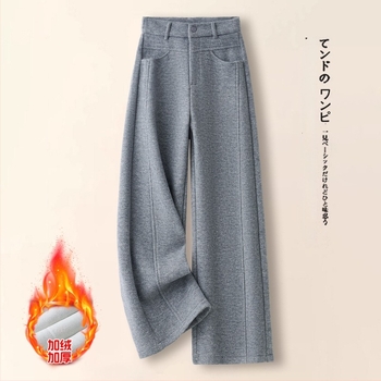 Женски широки панталони с висока талия, полиестер-вълнена смес (50-70% полиестер), микроеластичност, без гладене, зима 2025