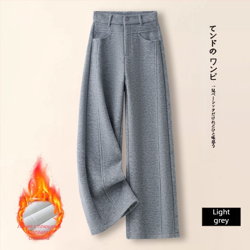 Женски широки панталони с висока талия, полиестер-вълнена смес (50-70% полиестер), микроеластичност, без гладене, зима 2025