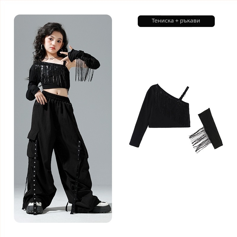 Детски костюм за джазово изпълнение, с ресни и пайети, 50% памук, пролет 2025