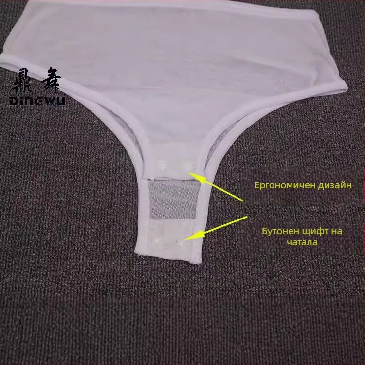 Топ Belly dance - прозрачен мрежест плат, основна материя найлон 70–80%, стил жилетка‑една част, за тренировъчно облекло