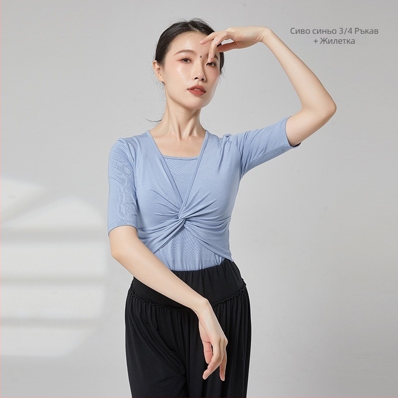 Женски комплект за модерен танц – топ с дълъг ръкав със slim-fit кройка и панталони, Modal плат с памучна подплата (50% памук)