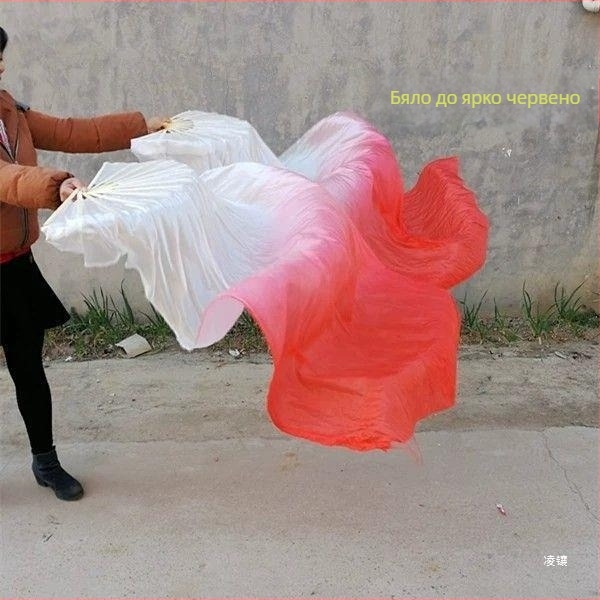 Копринен фен за танци с модел koi за belly dance и Yangko – аксесоар за възрастни на сцената