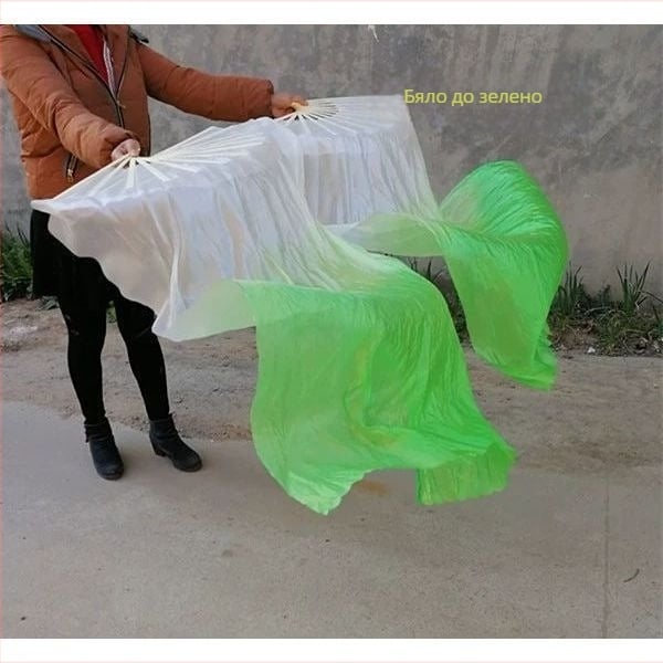 Копринен фен за танци с модел koi за belly dance и Yangko – аксесоар за възрастни на сцената