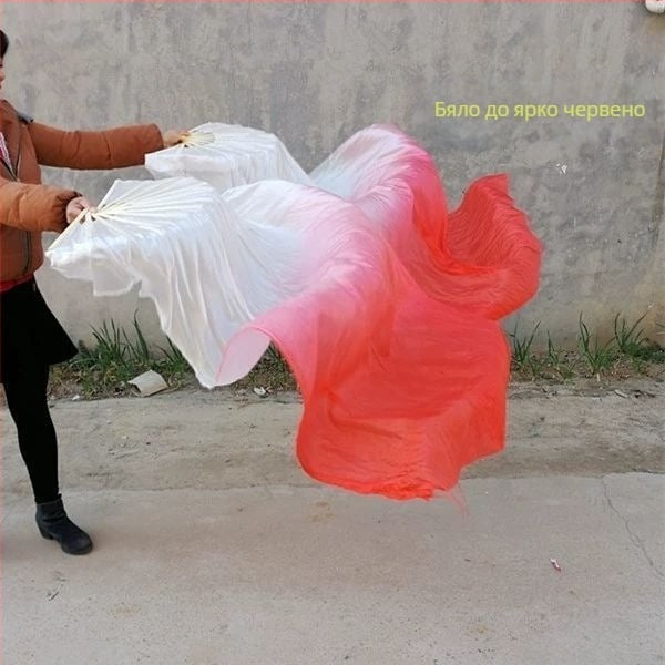 Копринен фен за танци с модел koi за belly dance и Yangko – аксесоар за възрастни на сцената