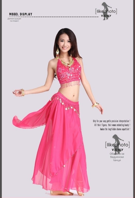 Юбка за ориенталски танц за сценични изпълнения - женски модел, смес от химически влакна, спандекс 80–90%, течен дизайн, есен 2022