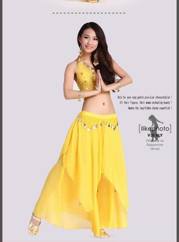 Юбка за ориенталски танц за сценични изпълнения - женски модел, смес от химически влакна, спандекс 80–90%, течен дизайн, есен 2022