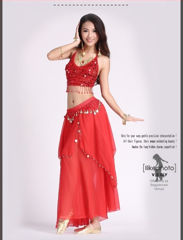 Юбка за ориенталски танц за сценични изпълнения - женски модел, смес от химически влакна, спандекс 80–90%, течен дизайн, есен 2022