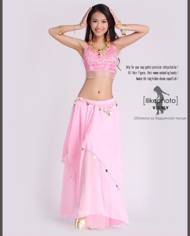 Юбка за ориенталски танц за сценични изпълнения - женски модел, смес от химически влакна, спандекс 80–90%, течен дизайн, есен 2022