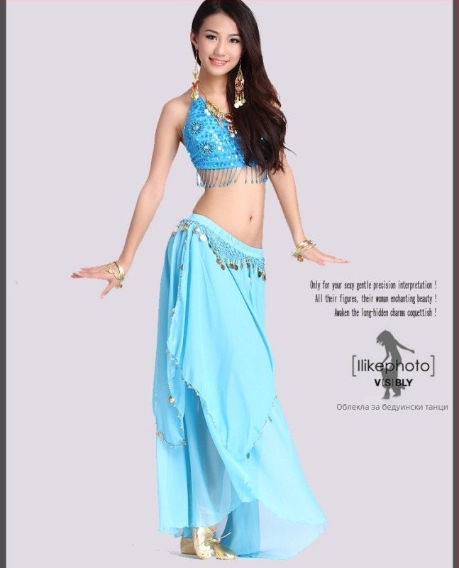 Юбка за ориенталски танц за сценични изпълнения - женски модел, смес от химически влакна, спандекс 80–90%, течен дизайн, есен 2022