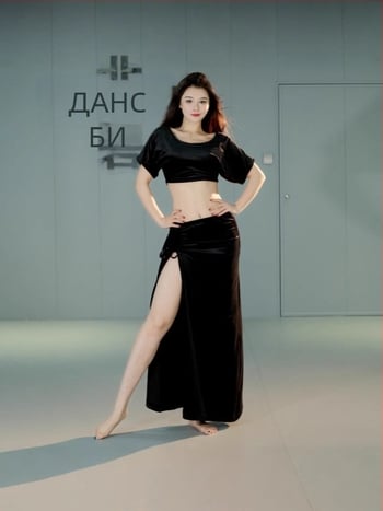 Комплект за танц на корема за тренировки: облекло с цепеща се пола, кадифен плат (полиестер 30-50%), зима 2024, за начинаещи