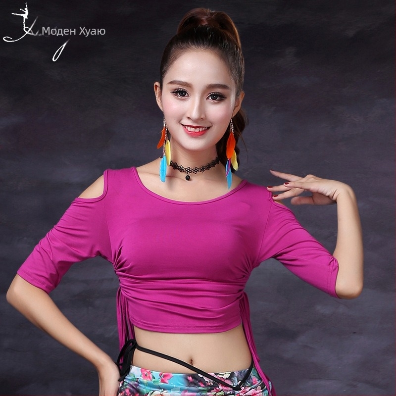 Дамски топ за Belly Dance от модал с кръстосано изрязване и връзки от двете страни (50–70% модал)