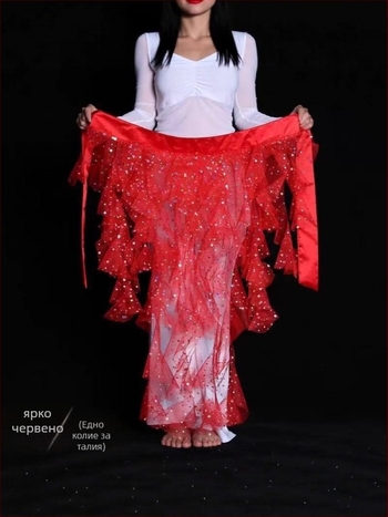 Колан за танц на корема с мрежеста тъкан, мотив деветопашата лисица и ланец за талия, бижу в египетски стил за джаз танц