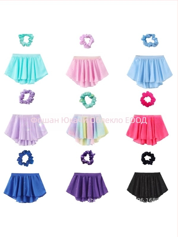 Детска балетна пола за тренировка (за деца 3–8 г.; лято 2025; полиестер 100%; мека обработка; за тренировки)