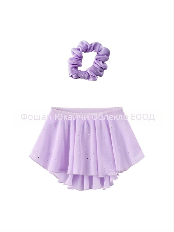 Детска балетна пола за тренировка (за деца 3–8 г.; лято 2025; полиестер 100%; мека обработка; за тренировки)