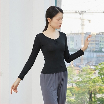 Женски топ за модерен танц, slim-fit, с къси и дълги ръкави, модал/памук 95%, подплата: модал 95% памук, подходящ за балет, латински и етнически танци, пролет-лято-есен