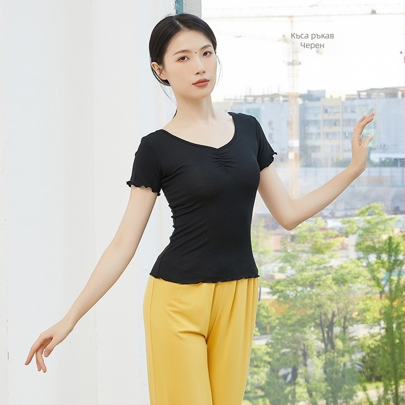 Женски топ за модерен танц, slim-fit, с къси и дълги ръкави, модал/памук 95%, подплата: модал 95% памук, подходящ за балет, латински и етнически танци, пролет-лято-есен