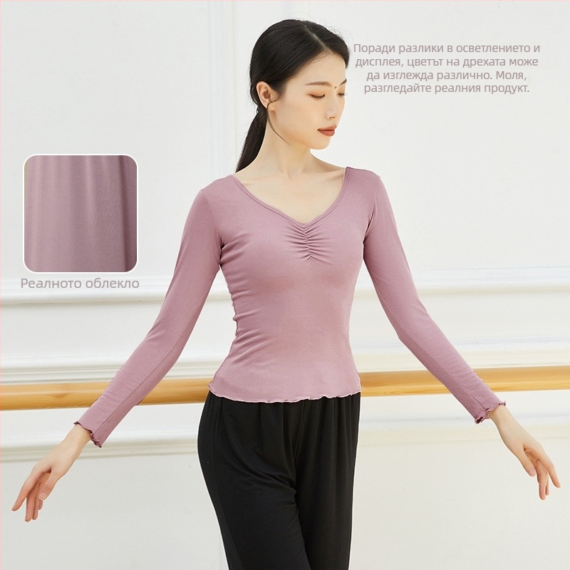 Женски топ за модерен танц, slim-fit, с къси и дълги ръкави, модал/памук 95%, подплата: модал 95% памук, подходящ за балет, латински и етнически танци, пролет-лято-есен