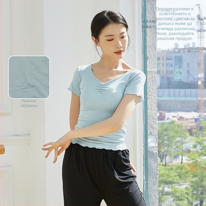 Женски топ за модерен танц, slim-fit, с къси и дълги ръкави, модал/памук 95%, подплата: модал 95% памук, подходящ за балет, латински и етнически танци, пролет-лято-есен