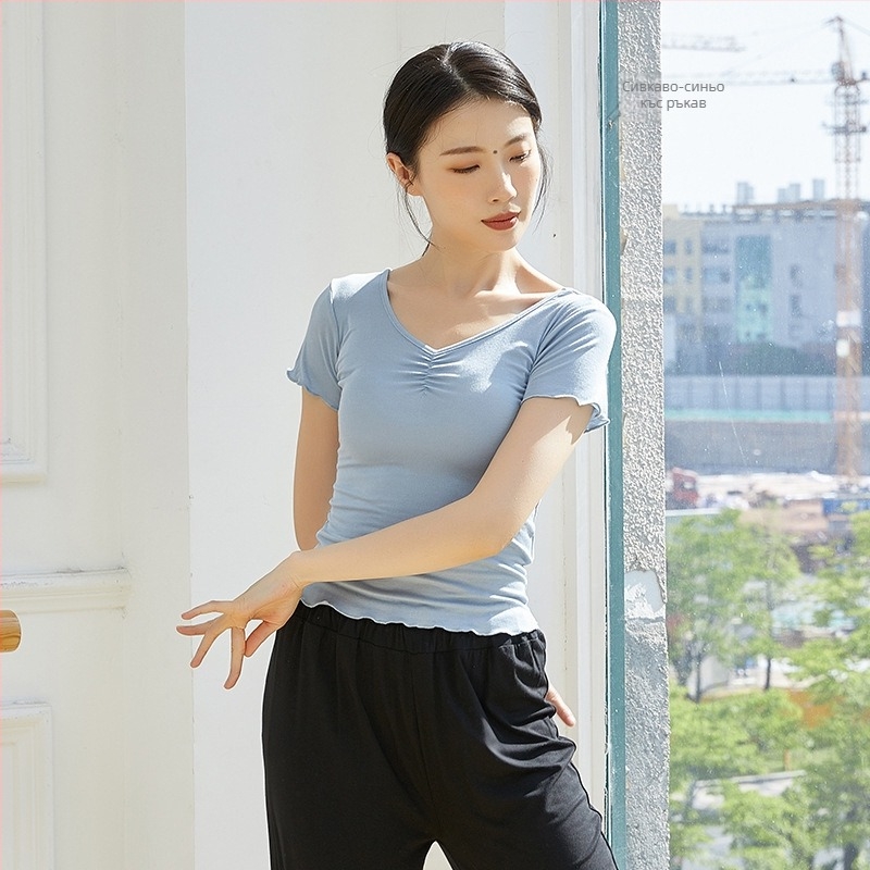 Женски топ за модерен танц, slim-fit, с къси и дълги ръкави, модал/памук 95%, подплата: модал 95% памук, подходящ за балет, латински и етнически танци, пролет-лято-есен