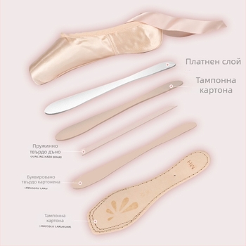 Балетни обувки за момичета — леки, износоустойчиви и попиват пот; подметка от релефен картон; предназначени за балет.