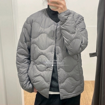 Мъжко леко пухено яке с качулка, Corduroy тъкан, 550 пух от бял гъска, Машинно пране, Зимна колекция 2024