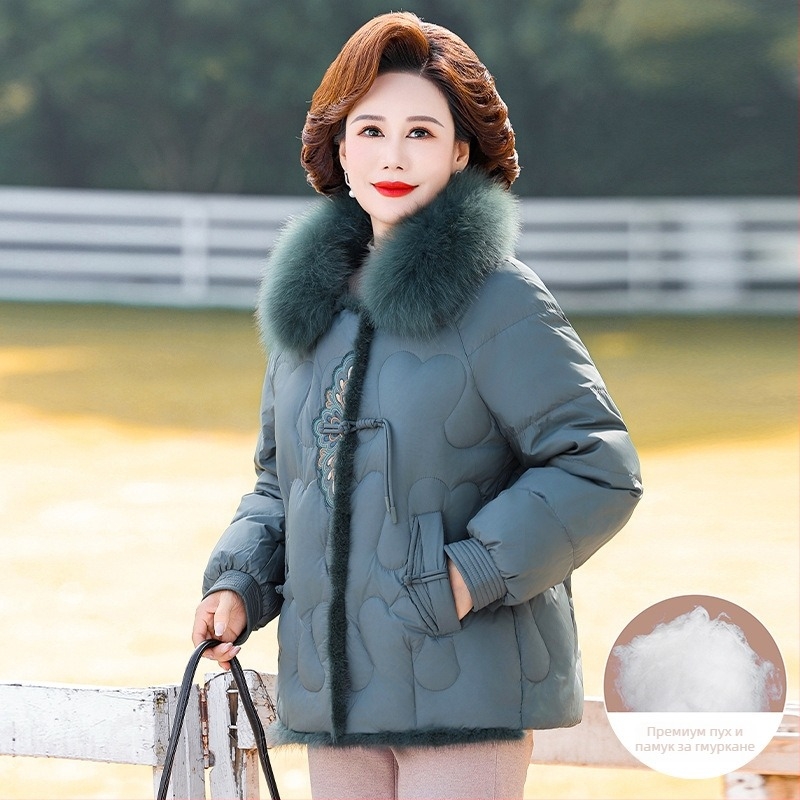 Зимно дамско палто с пух-пълнеж, полиестерна материя, основен състав 50-70% полиестер, акрил под 30%, палто в китайски стил, Зима 2023