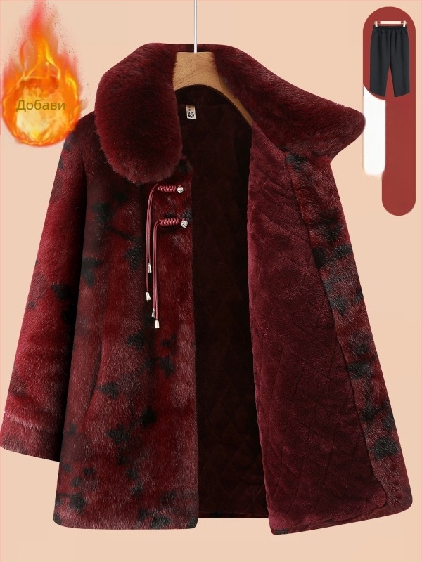 Зимно палто за възрастни жени, голям размер, изкуствен Mink Velvet, дебело топло облекло
