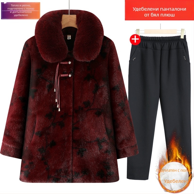 Зимно палто за възрастни жени, голям размер, изкуствен Mink Velvet, дебело топло облекло
