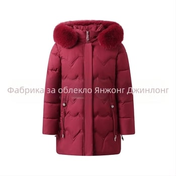 Памучно подплатено зимно яке за жени на средна възраст, дебела изолация, прав силует, средна дължина, имитационна яка
