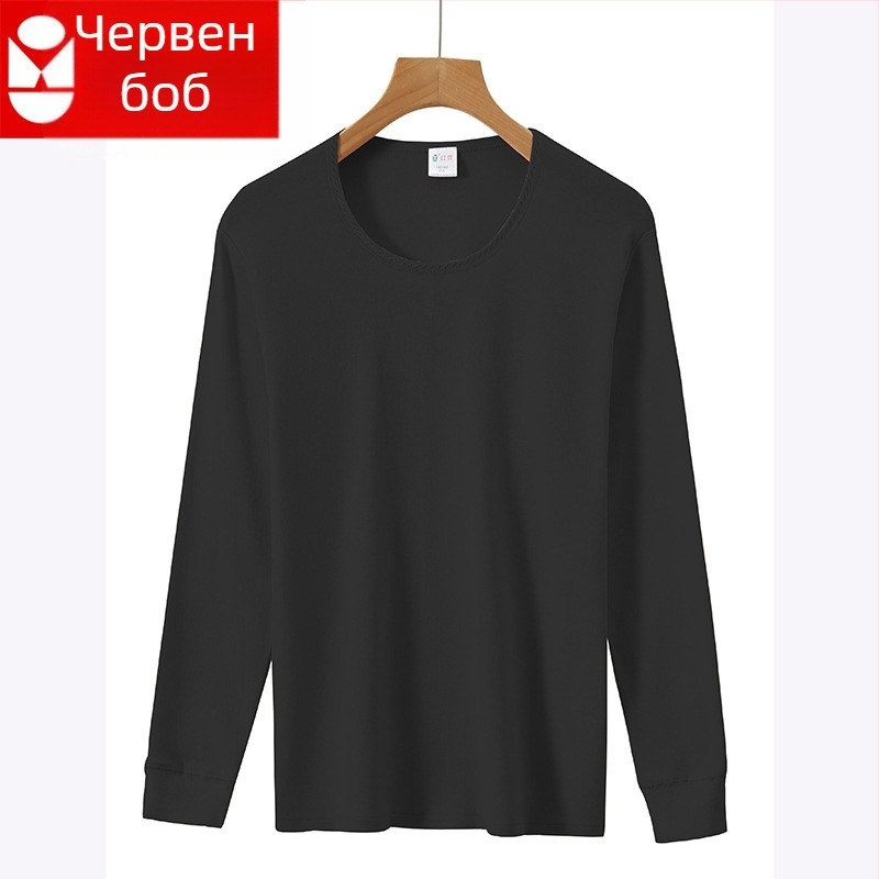 Памучен топ за термо бельо, пуловер с кръгло деколте, 100% памук, безшевен, еднослойна конструкция, средна дебелина 181–200 g/m²