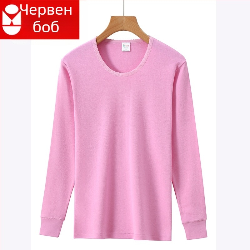 Памучен топ за термо бельо, пуловер с кръгло деколте, 100% памук, безшевен, еднослойна конструкция, средна дебелина 181–200 g/m²