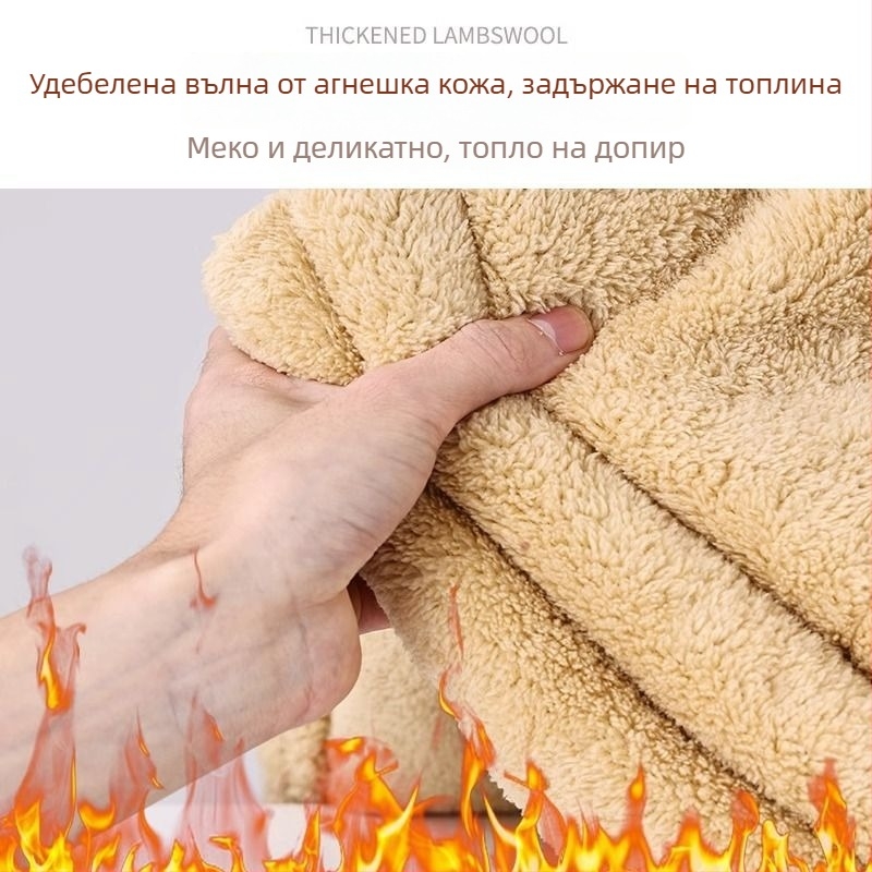 Зимни мъжки памучни панталони с агнешки флис, удебелени, ежедневни панталони за средна възраст и по-възрастни мъже