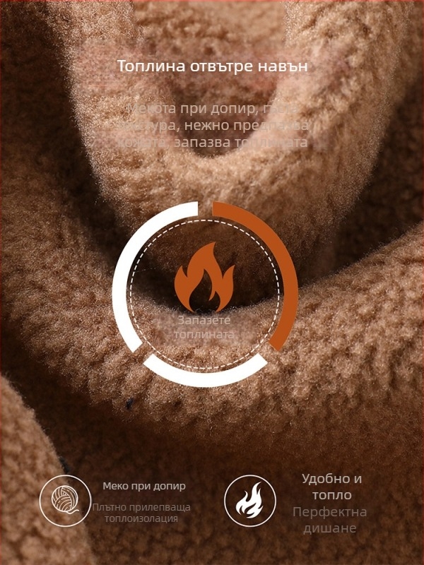 Дънки с подплата от флис, еластична талия, прав силует, зимно издание 2025, полиестер >95%