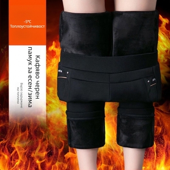 Дамски панталони с висока талия, прави крачоли, полиестер, лека еластичност, дълги