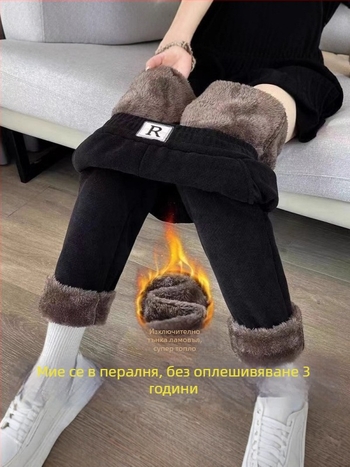 Corduroy харем панталони, дебели и свободни, зима 2024, бродерия, градски стил