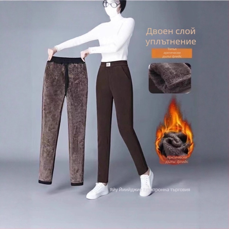 Corduroy харем панталони, дебели и свободни, зима 2024, бродерия, градски стил