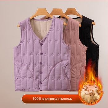 Дамска жилетка с флисово подплата, quilted дизайн, есенно-зимна 2025, стил елегантно пътуване, шарка кучешки зъби, плат вискоза-полиестер (90–95% полиестер), средна дължина