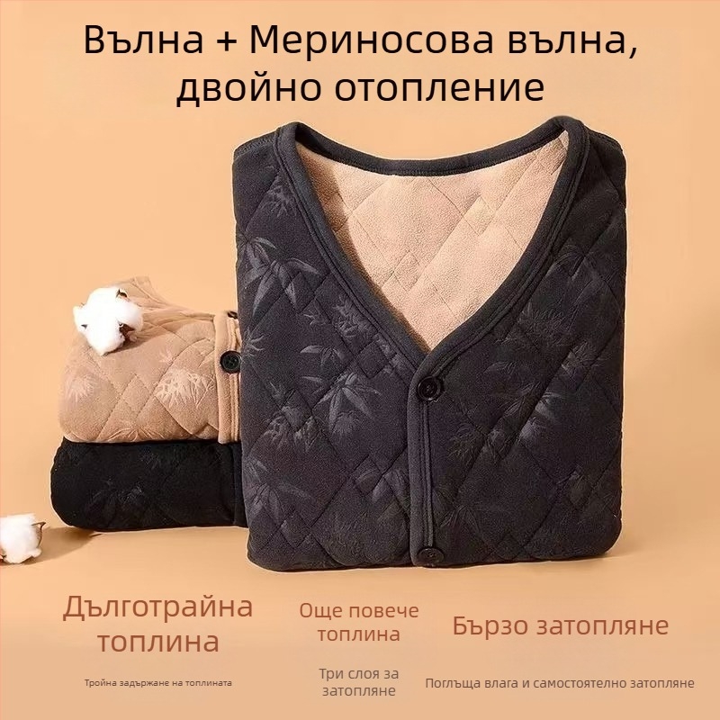 Зимна женска жилетка в китайски стил със немски флис, полиестер 80–90%, литературно-ретро стил.