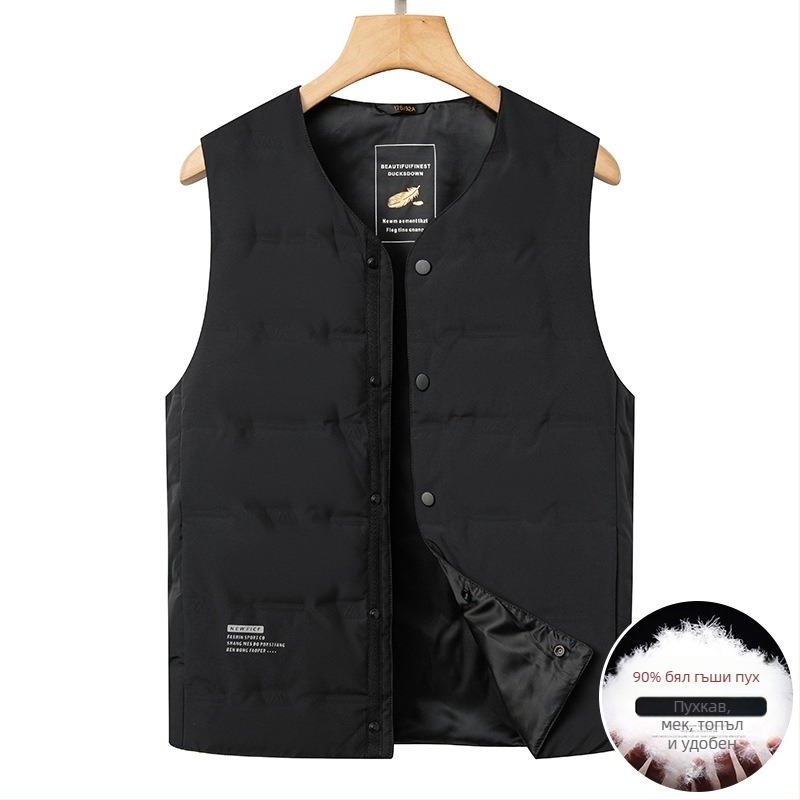 Мъжка пухена жилетка с V-образно деколте, дебела за есенно-зимния сезон, 86–90% патешки пух, подплата полиестер