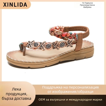 Xinlida дамски модни сандали, горна част от микрофибър, еластично закопчаване, произход Хуейчжоу, Гуандун