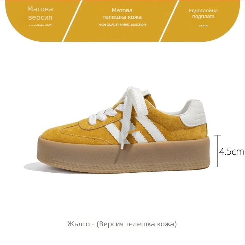 Дамски платнени спортни обувки с нисък връх, дебел под, увеличаване на височината, пролет 2025, за жени