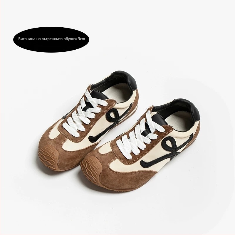 Дамски ежедневни спортни обувки от естествена кожа с вътрешно повдигане, връзки и антихлъзгаща подметка