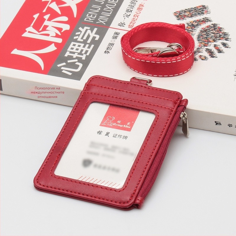 Държач за карти с PU кожа и шнур, много слотове, сгъваем, подходящ за ежедневна употреба, стил Cross-Border Trend